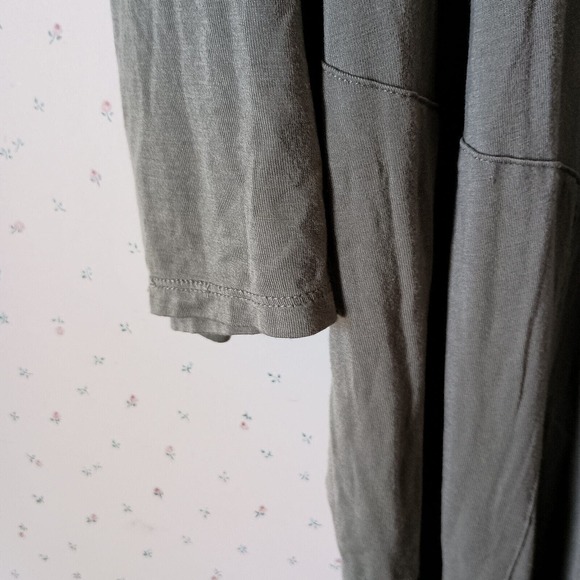 Wynne Layers Cardigan Green 3X Unconstructed Button Front Duster Sage Viscose - Picture 4 of 10